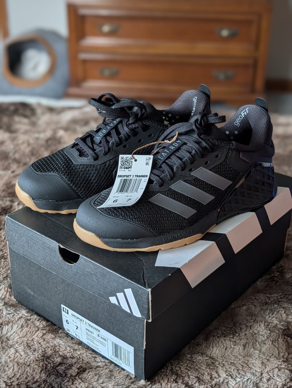 ADIDAS Unisex Women's Size 7, Men's Size 6 Black Trainer - DropSet 3 Trainer